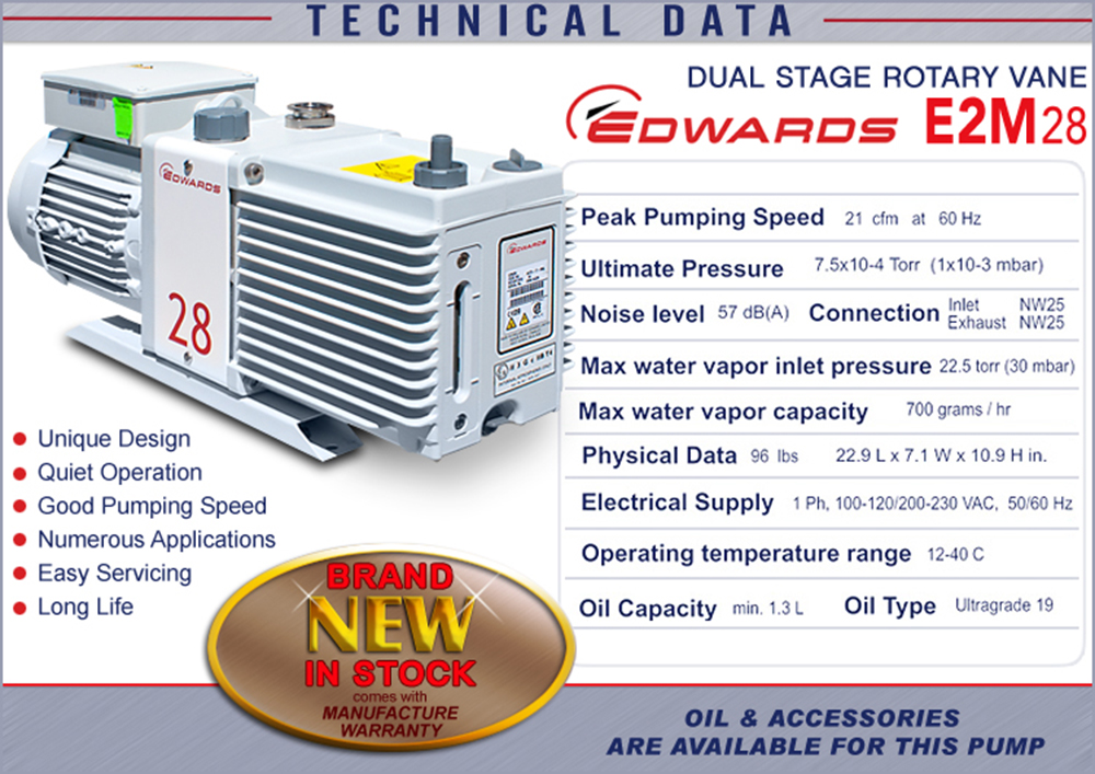 Edwards 28 E2M28 Rotary Vane Dual Stage Mechanical Vacuum Pump